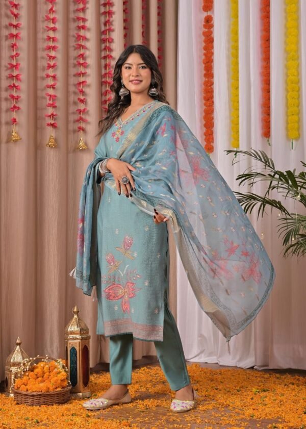 WhatsApp Image 2025-10-01 at 9.49.45 AM Kurta set, consisting of a kurta (tunic), trousers/pants, and a dupatta (scarf)